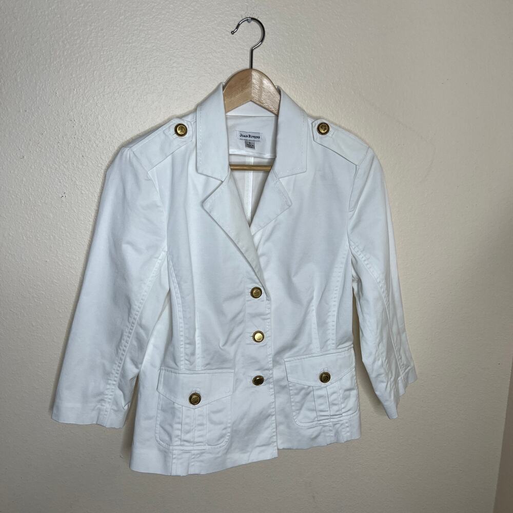 Joan Rivers White Jacket Gold Decor Small